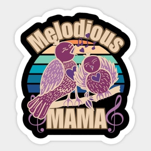 Melodious Mama Happy Mother's Day Vintage Singing Bird Drawing Sticker